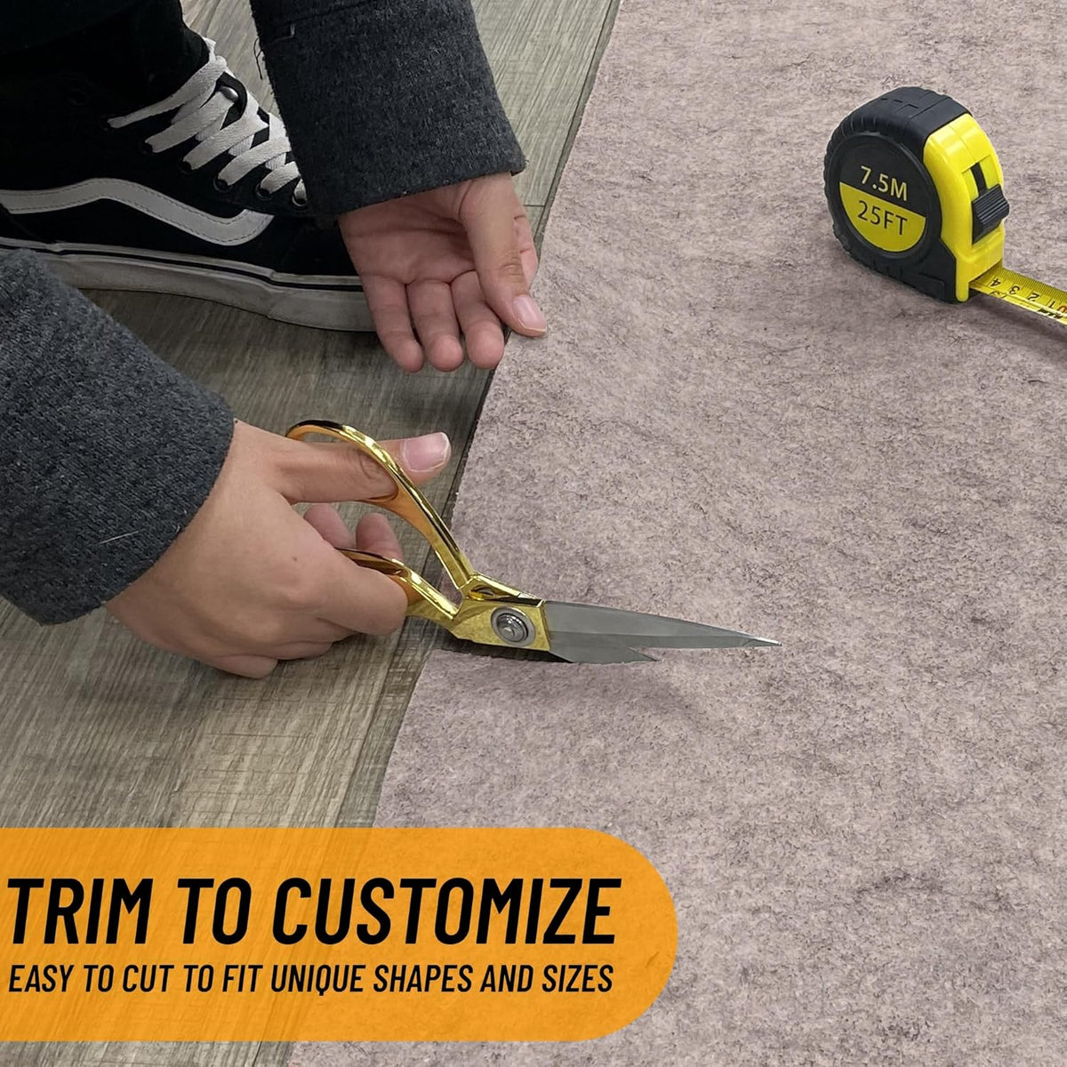 Ottomanson 3' x 3' Non-Slip Rug Pad Gripper 1/4 Inch Thick Dual Surface Felt + Rubber Gripper - Safe for All Floors, Brown