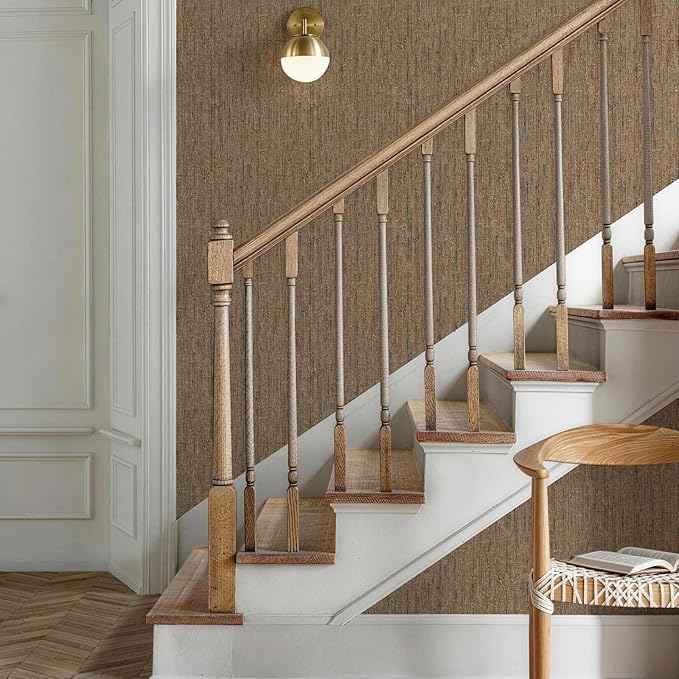 JiffDiff Woven Wallpaper Peel and Stick 17.3" x 120" Colorful Paint Grasscloth