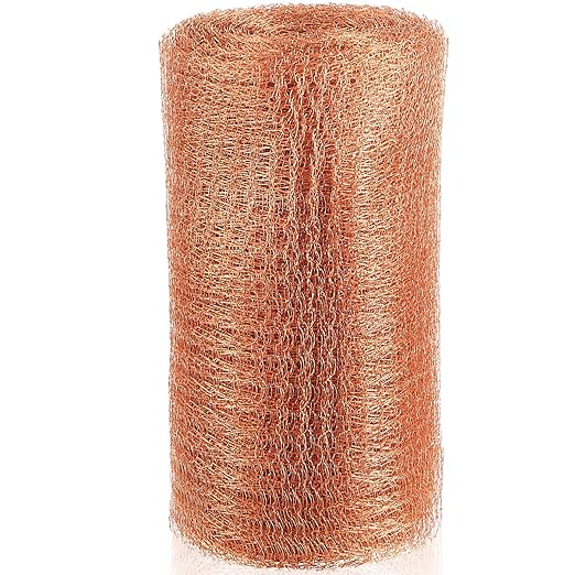 Gisafai 16' x 33 ft Copper Mesh Rodent Control Copper Wool for Slugs Rustproof DIY Hole Filler Pure Wire Mesh for Bat Snail Bird Pest Rodent Control Gap Blocker Fill Fabric Hole Gardening(1 Roll)