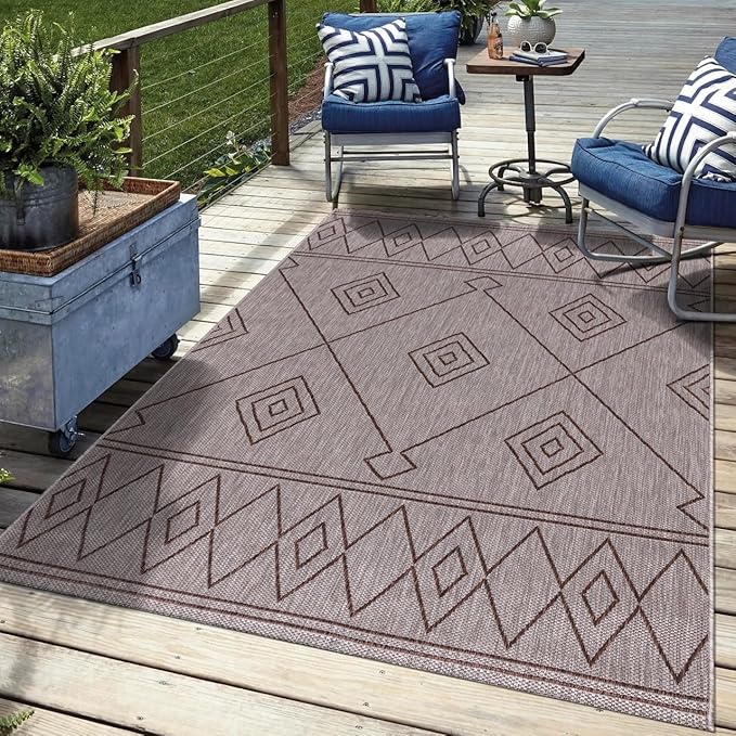 Keen Home Design Terrace Outdoor Area Rug - 4x6 Washable Indoor/Outdoor Rug for Patio, Kitchen, Balcony, Beach, Garden, Deck and Porch, Size: 3'10"x5'7"