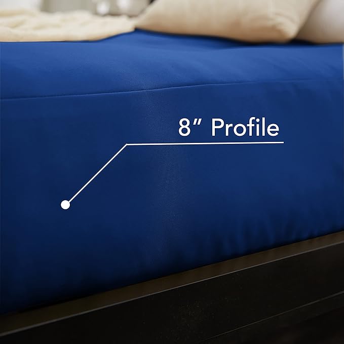 Mozaic Full Size 8-Inch Cotton Twill Gel Dual Memory Foam Futon Mattress, Blue