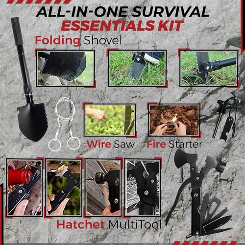 320-Piece Survival Kit | Emergency Gear for Camping, Hiking & Disaster Preparedness | Essential Roadside Emergency Kit | Molle Compatible Bug Out Bag | First Aid, Tactical Tools & Survival Essentials