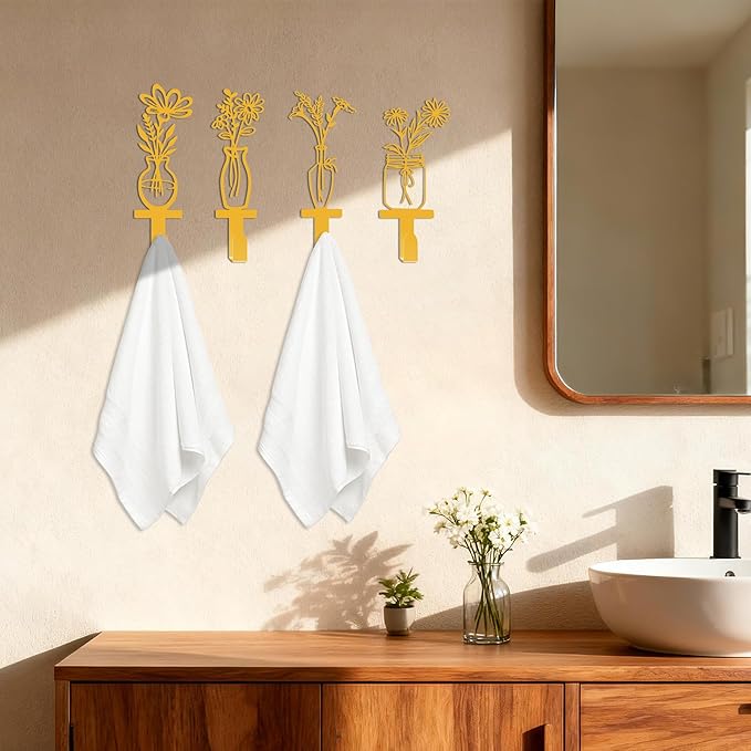 Decorative Wall Hooks, Metal Flowers Wall Decor