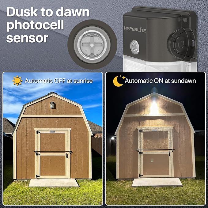 HYPERLITE LED Wall Pack Light: 30W 3600lm 5000K Daylight Outdoor Wall Lights