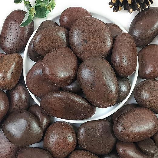 YISZM 40lbs Red River Rocks for Landscaping, 2-3 Inch Natural Pebbles for Indoor Plants, High Polished Decorative Stones Garden Outdoor and Indoor DIY Vase Filler Fish Tank Aquariums