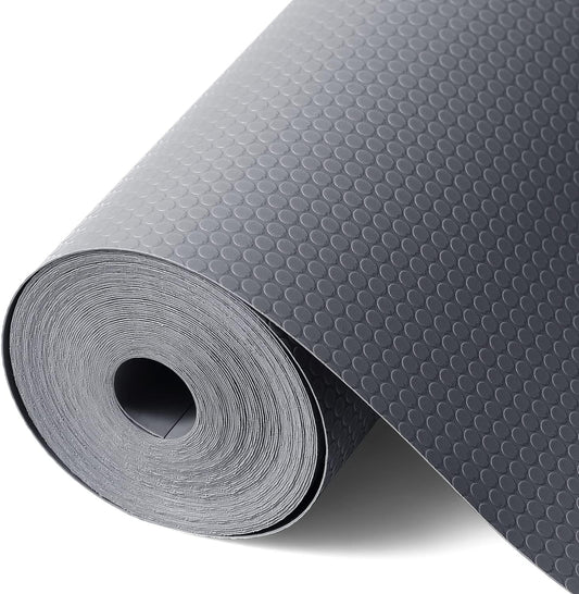 Shelf Liners for Kitchen Cabinets Non-Adhesive, Drawer Mats Liner for Bathroom, Plastic Pantry Shelf Liner Non Slip, Waterproof Washable Cabinet Protector Liners for Shelves, Cupboard Liner Gray