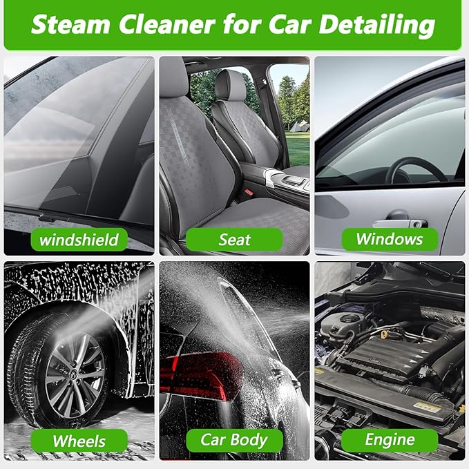Handheld Steam Cleaner, 2500W High Pressure Steamer for Cleaning, Portable Steam Cleaner with 1.6L Water Tank, 3 Levels Adjustable Handle, Steam Cleaner for Home, Car, Furniture, Bed Bugs (White)