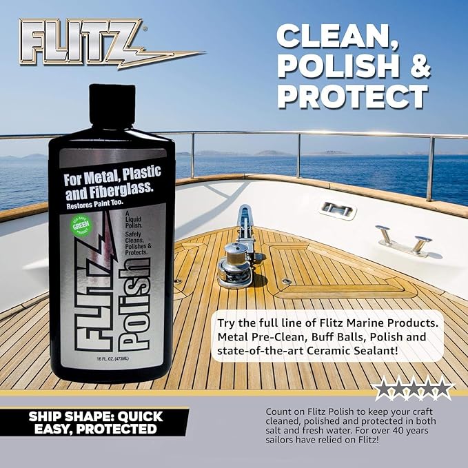 Flitz Multi Purpose Metal Polish Liquid - 7.6oz Bottle of USA-Made Tarnish Remover - For Aluminum, Chrome, Brass, Nickel, Silver - Non-Abrasive Metal Cleaner and Polish, Restorer (6 Pack)
