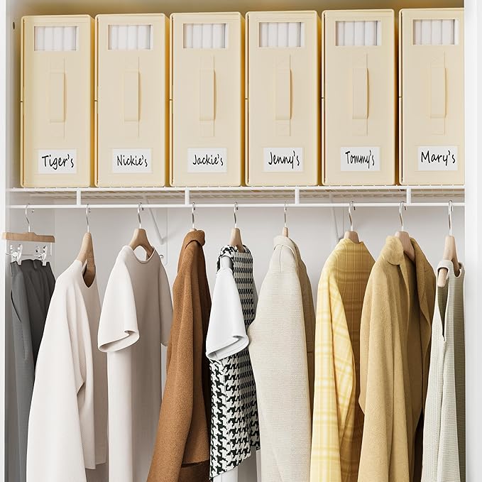 SheetCube Bed Sheet Organizers and Storage 8 Pack, Foldable Linen Closet Organizer with Window and Label, Bedding Folder Storage Box Container for Blanket, Duvet Cover Set, Bed Sheet Set - Beige