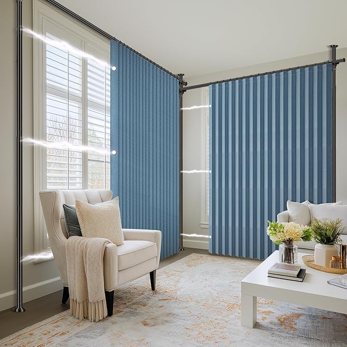 100% Blackout Room Divider Curtains Sets Blue 2 Panels W100 x L84in No Drill