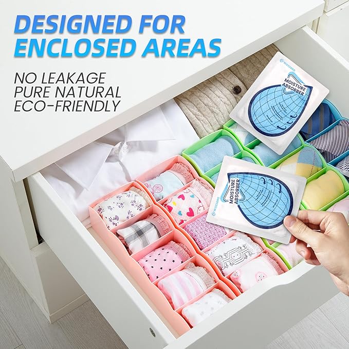 50 Gram 30 Packs Moisture Absorbers for Closet, Dehumidifier for Bedroom Dehumidifier Bags for Bathrooms, Basements, Rvs, Humidity Bags Humidity Packets Moisture Bags for Cars