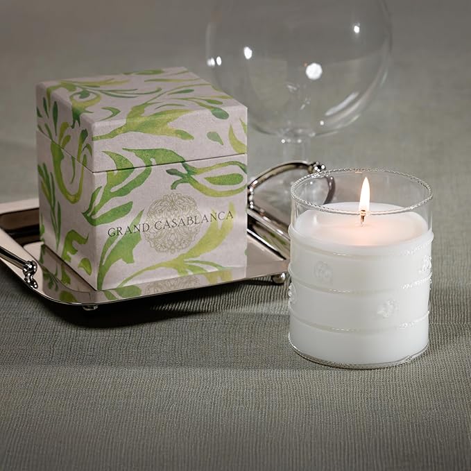Zodax Grand Casablanca Glass Jar Scented Candle for Home Decor - Single-Wick Candle Ideal for Kitchen and Bathroom - Makes a Great Gift for Women and Men - Lily of The Valley - 12 Oz.