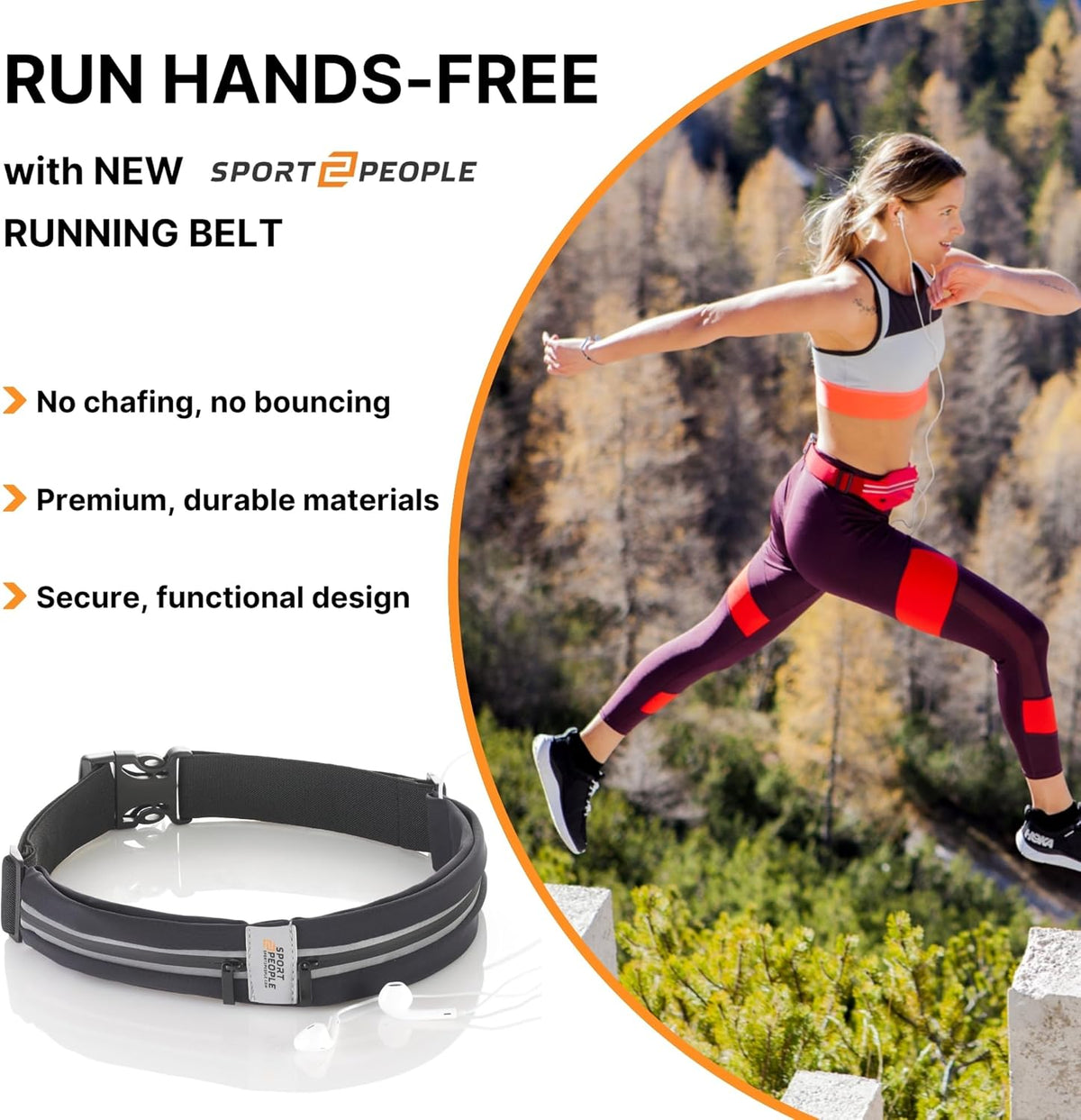 Skiennix Running Belt - Waterproof Phone Holder with Reflective 2-Pocket Design | Adjustable Waist Pack for Essentials