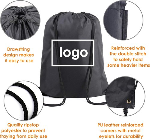 BeeGreen X-Large Navy Blue Drawstring Backpack - Versatile Gym Bag with Shoe Compartment | 22.4" L x 17.5" W