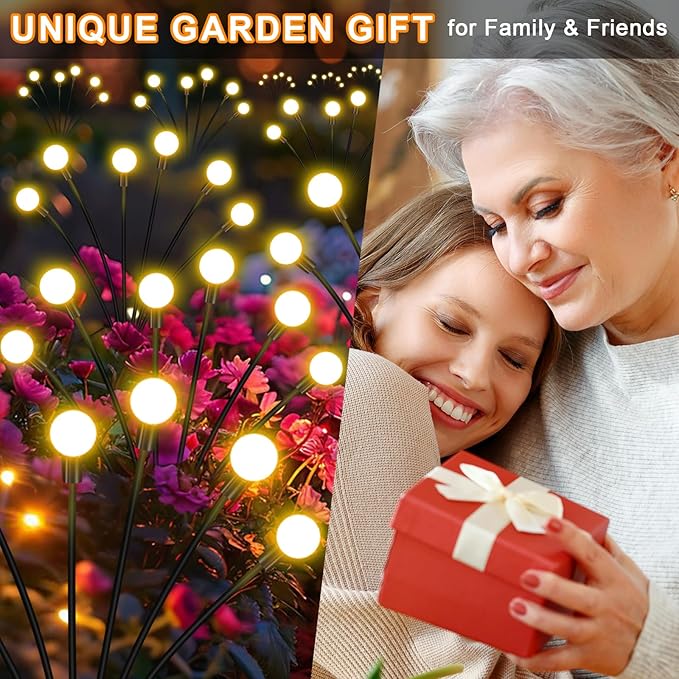 NBQQ Solar Garden Lights,Solar Firefly Lights,Solar Lights Outdoor Decorative,Sway by Wind, High Flexibility Iron Wire & Heavy Bulb Base,Yard Patio Pathway Lawn(Warm White, 8 Pack)