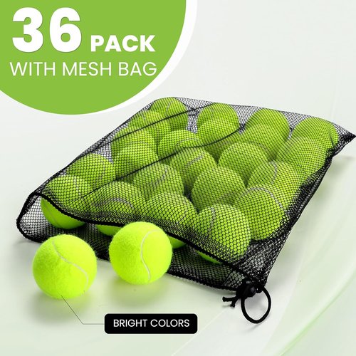 FURWEY Pressureless Tennis Balls - Bulk Pack of 12/24/36/80 with Mesh Bag for Easy Transport | Ideal for Dogs & Beginners