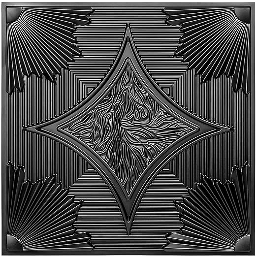 Art3d Drop Ceiling Tiles 24x24 in Black, 3D Wainscoting Panels Glue Up 2x2