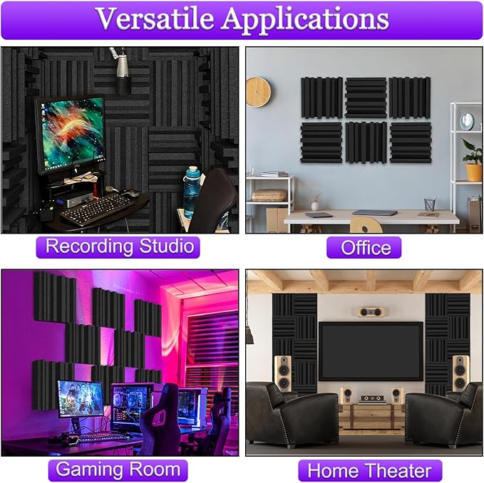 TroyStudio Thick Acoustic Foam Panels, Dense Soundproof Padding Tile, Recording