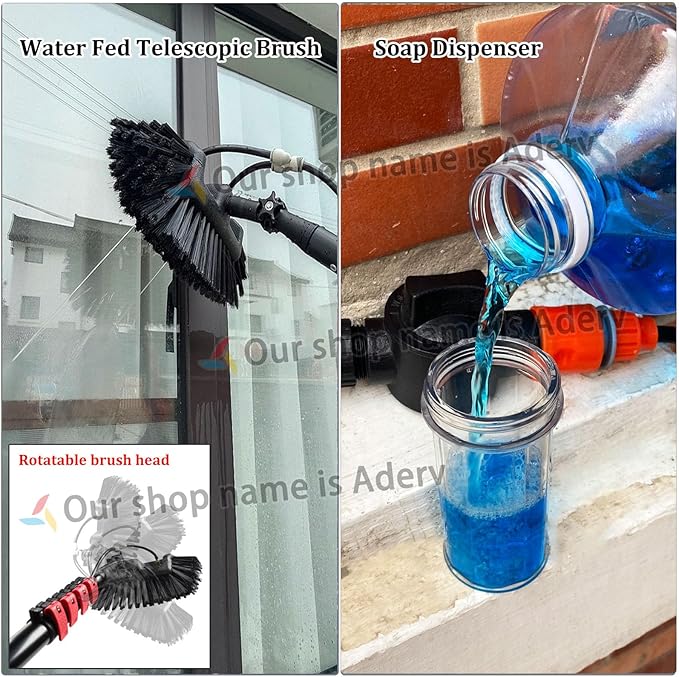 3.6-10.8M Window Cleaning Telescopic Pole,Water Fed Extendable Brush,Suitable for Cleaner Conservatory Roof Photovoltaic Panel Cleaning Extendable Solar Panel Roof Cleaning Tools (3.6M)