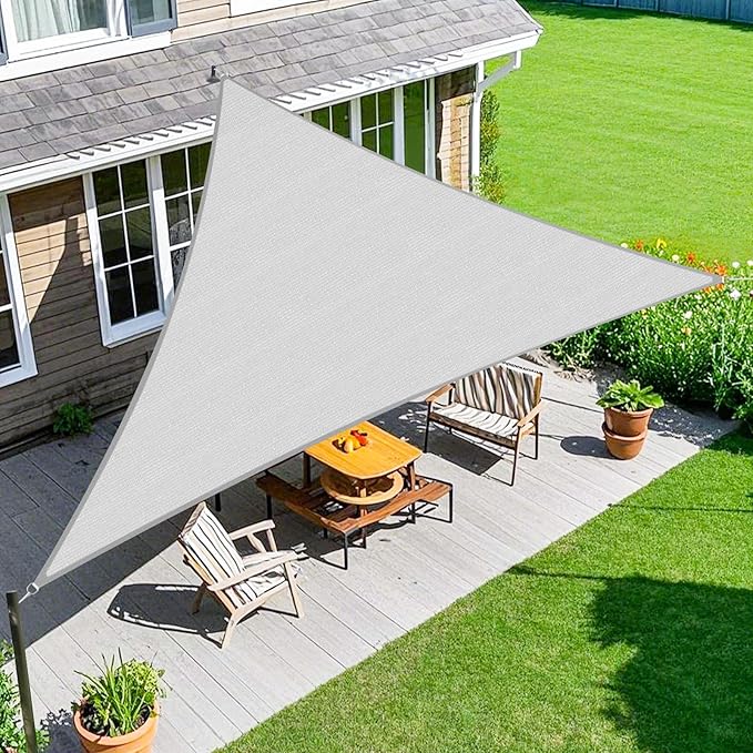 Amagenix Sun Shade Sail 8'X8'X11' Curved Edge Outdoor Shade Canopy Light Grey Breathable 95% UV Block Shade Cloth for Patio Garden Backyard (We Make Custom Size)