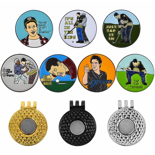 Lunarthos 10PC Golf Hat Clips with Magnetic Ball Markers, Funny Character Designs, 25mm Diameter, Lightweight & Scratch - Free, Ideal Golf Accessories for Men Women