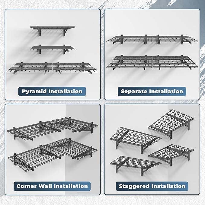 Jusgym 4 Pack Heavy Duty Garage Wall Shelving Set, Wall Mounted Garage Shelves