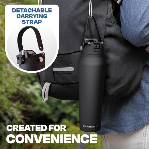 Frost Buddy 32oz Bottle Buddy with Straw & Chug Lid | Leak-Proof Stainless Steel | 24-Hours Cold | Sweat-Proof, Cup Holder Friendly | Ideal for Gym, Travel, Sports & Everyday Hydration