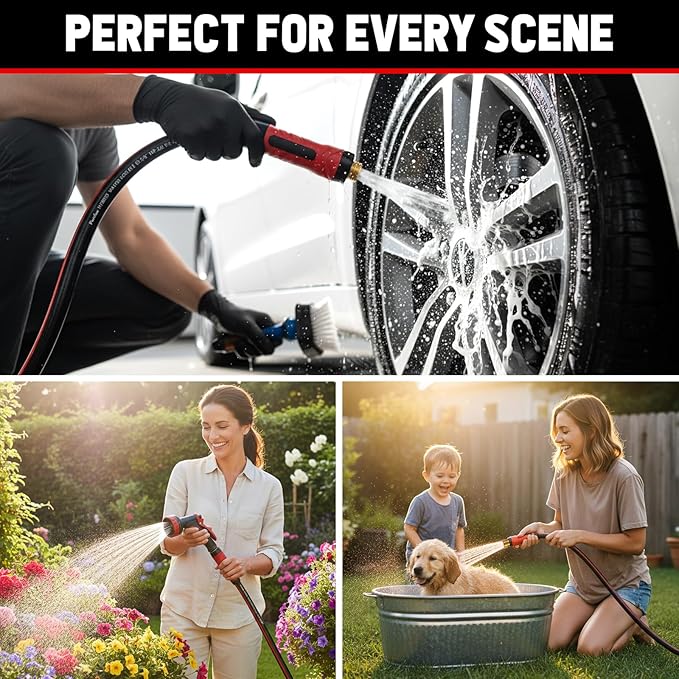 Short Garden Hose 10ft x 5/8", NON-EXPANDABLE Heavy Duty Premium Flexible Water Hose, No Kink, Leakproof, Lightweight Hybrid Hose with Male to Female Fittings for Household&Backyard