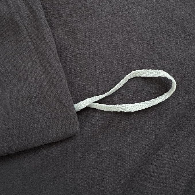 FACE TWO FACE Bedding Duvet Cover Set100% Washed Cotton Duvet Cover Linen Like Textured Breathable Durable Soft Comfy (California King, Volcanic Black)