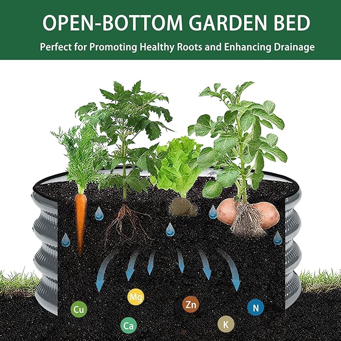 Gartist 2 Pcs 2x2X1 FT Round Galvanized Raised Garden Bed Kit, Silver Outdoor Planter Garden Bed, Metal Raised Box for Vegetables, Fruits, Flowers & Herbs