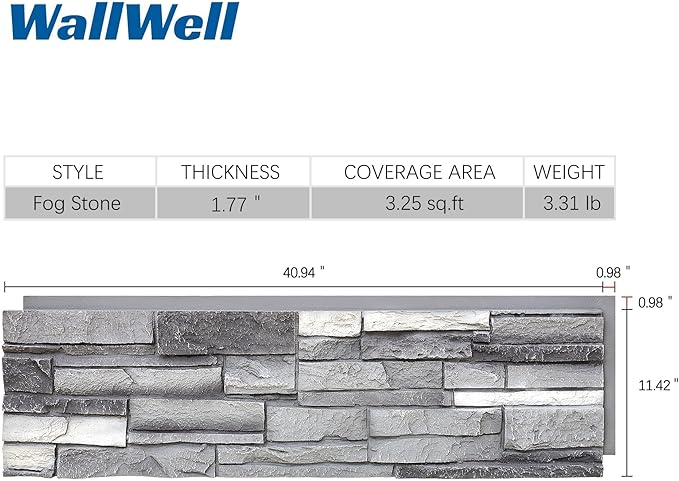 Faux Stone Wall Panels 2-Pack PU Stone Veneer Siding, Mortarless Faux Rock