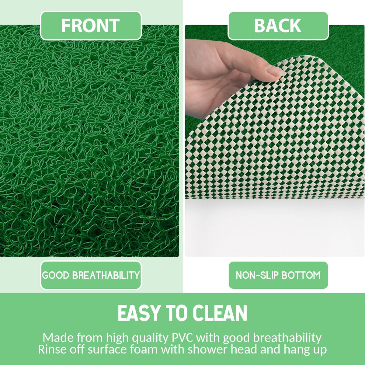 Non-Slip Bathtub Mat, Anti Slip Shower Mat, Fast Drying Bathtub Mats, Foot Scrubber Mat, Anti Slip Mat for Tub, Floor, Bathroom, Kitchen, Home, Hotel (Dark Green 32"×17")