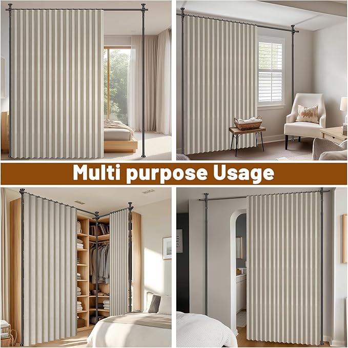 100% Blackout Room Divider Curtains Sets Cream White W100 x L84 in, 2 Panels