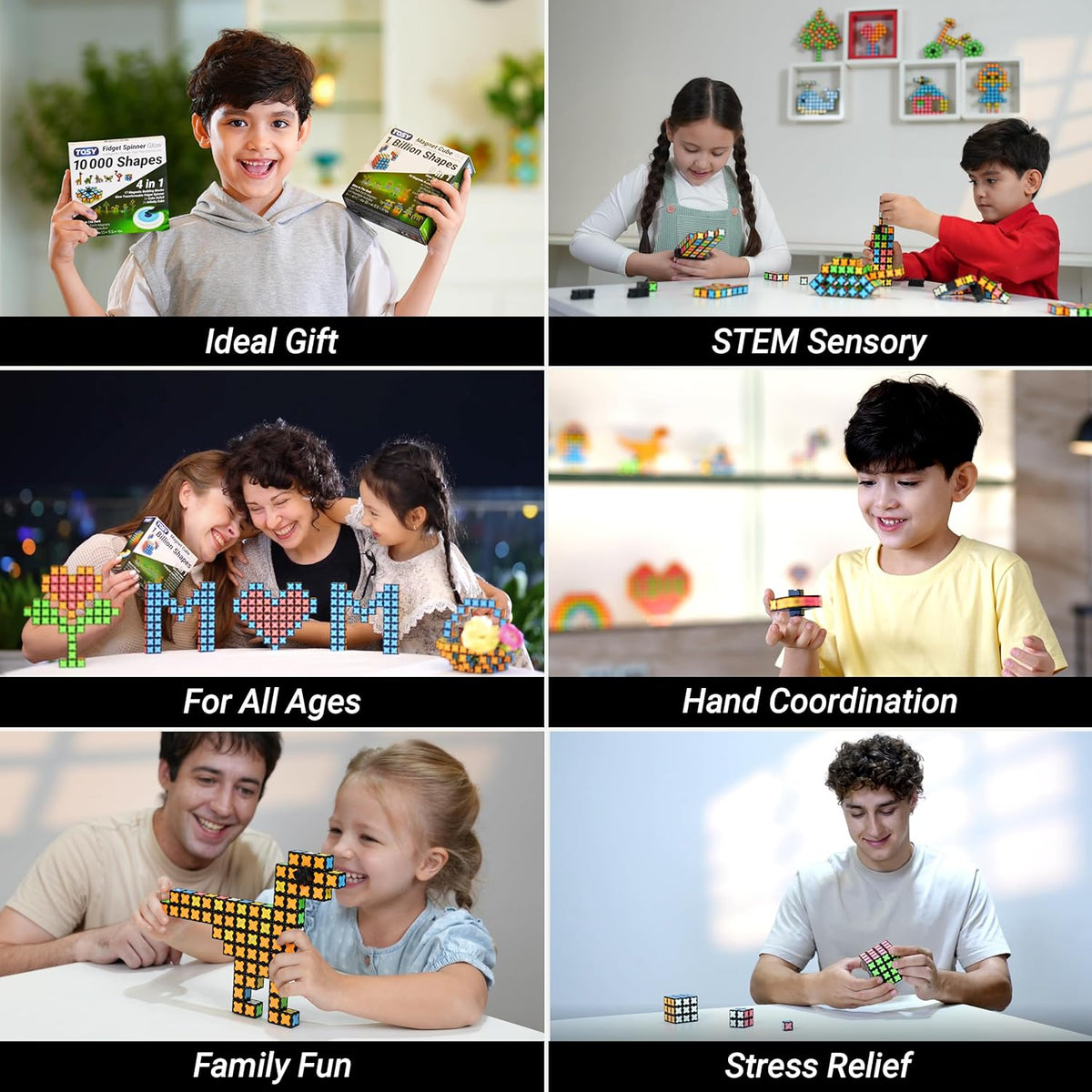 TOSY Magnet Cube 2x2 - 2-in-1 Puzzle Cube & Customizable Infinity Cube | Sensory STEM Toy for Kids
