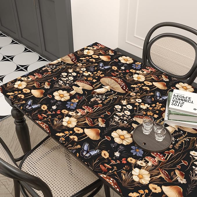 BOKEBEVE Peel and Stick Wallpaper Mushroom Wallpaper Vintage Floral Contact