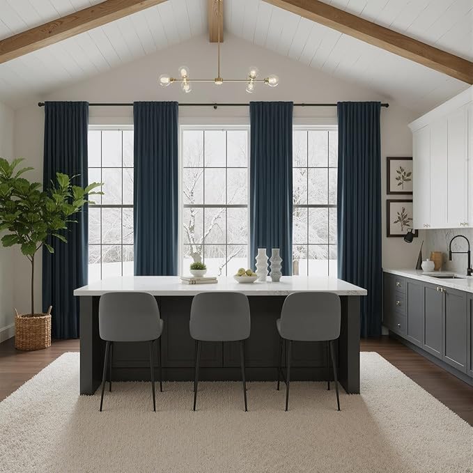 NICETOWN Slate Blue Blackout Velvet Curtains