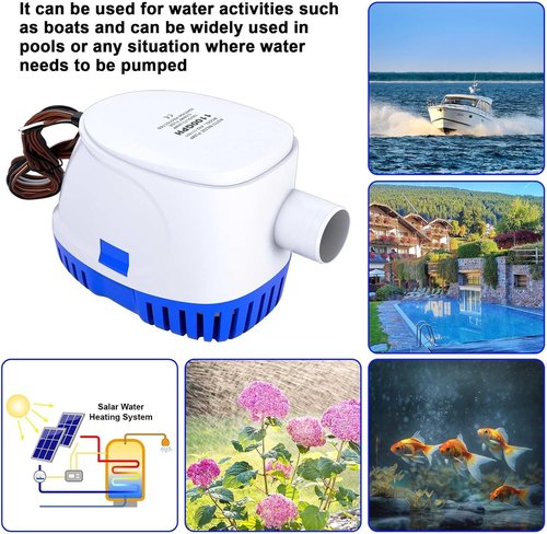 1100 GPH Automatic Bilge Pump by [Brand Name] - 12V Submersible Water Pump with Float Switch | Ideal for Small Boats