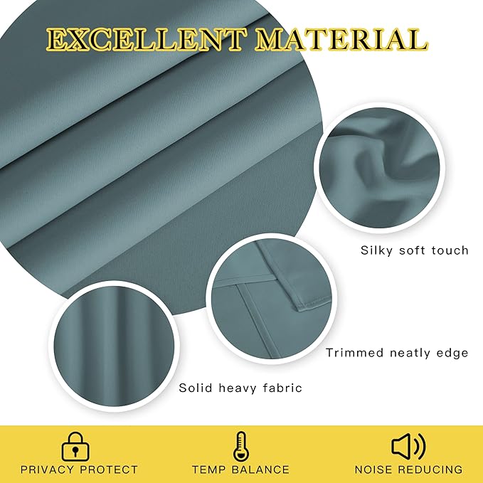 NICETOWN Blackout Classroom Curtain 63 inch Length, Grommet Solid Thermal
