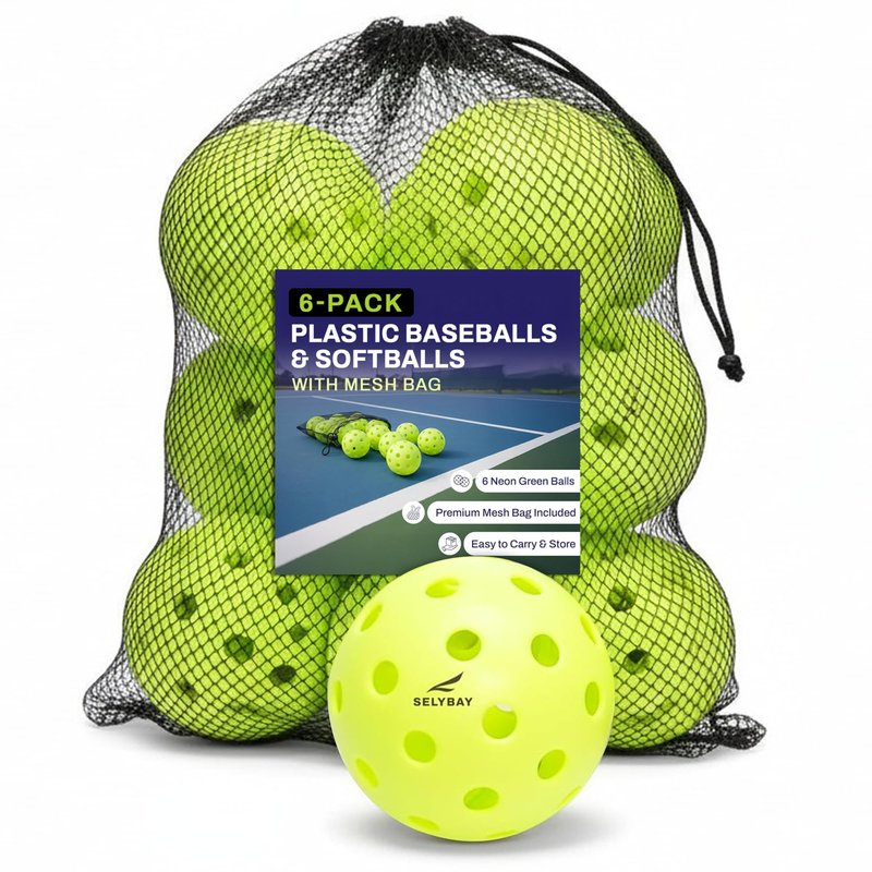 Practice Baseballs 6 Pack, Tee Balls, Hollow Plastic Balls for Hitting