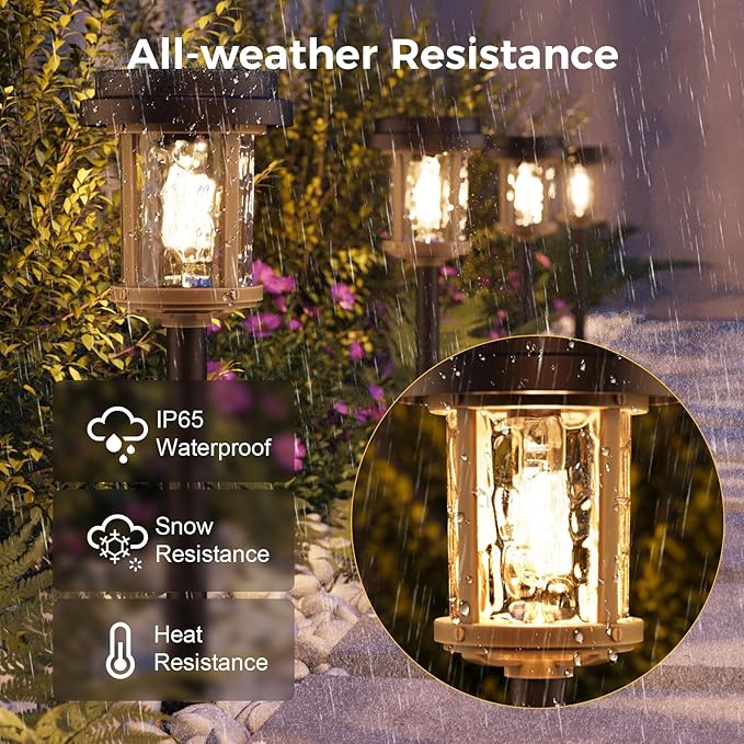 XMCOSY+ Solar Lights Outdoor, 6 Pack Pathway Lights Solar Powered, 20 LM LED Glass Outside Light, Waterproof Lighting for Garden Yard Landscape Driveway Walkway (Warm White)