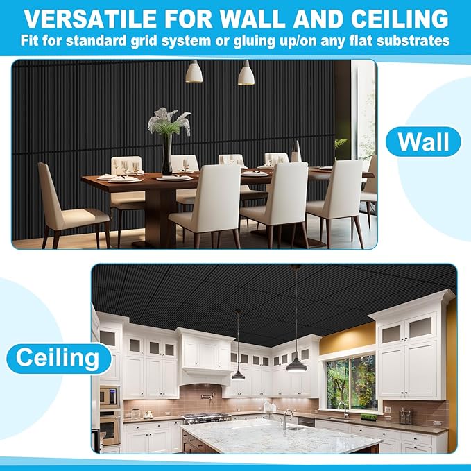 Nuanchu 18 Pack 4x2 FT 3D Slat Wall Panels Large PVC Fluted Panel Decorative