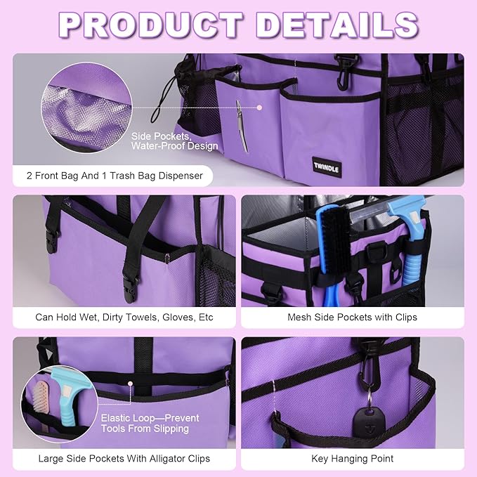 Extra-Large Cleaning Caddy Bag With Detachable Divider,Cleaning Caddy For Cleaning Supplies Cleaning Supply Caddy With Adjustable Shoulder Strap & Waist Belt For Cleaners