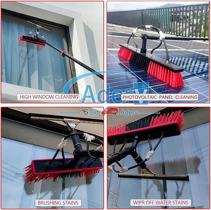 3.6-10.8 M Washing Kit: Water-fed Brush,Squeegee,Soap Dispenser, Window Cleaning Pole, Water Fed Telescopic Brush, Window Cleaner Equipment, Car Cleaning Brush (55cm Brush,5.4M)