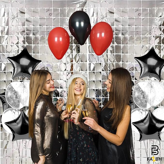 Large Shimmer Silver Backdrop - Pack of 2 | Silver Fringe Backdrop Curtain, New Years Eve Party Supplies 2026, Chirstmas Decorations, Birthday, Bachelerotte Disco Party Decorations