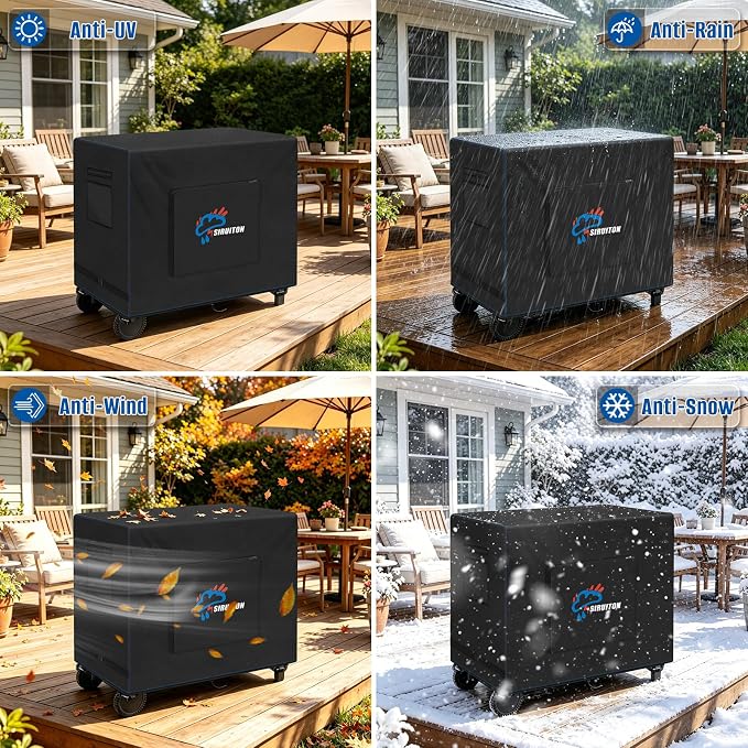 SIRUITON Outdoor Bar Cart Cover for 52 Inch BBQ Food Prep Table, Heavy Duty 600D Oxford Fabric Outdoor Dining Cart/BBQ/Worktable Metal Movable Table Waterproof Cover