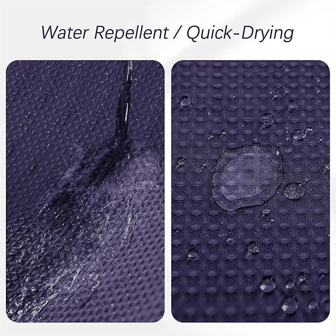 Purple Stall Shower Curtain Waffle Weave Fabric, Luxury Waterproof Shower Curtains, 256GSM Heavy Duty Camper Shower Curtain for Travel Trailers with 6 Metal Hooks, 36Wx72H
