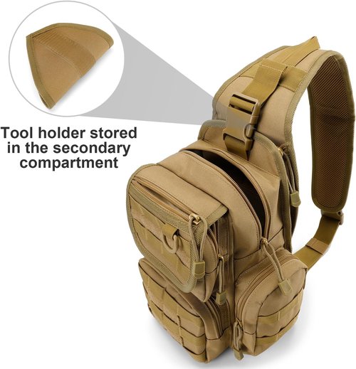 G4Free Tactical EDC Sling Bag Pack with Adjustable Holder Sling Shoulder Assault Range Backpack(Black)