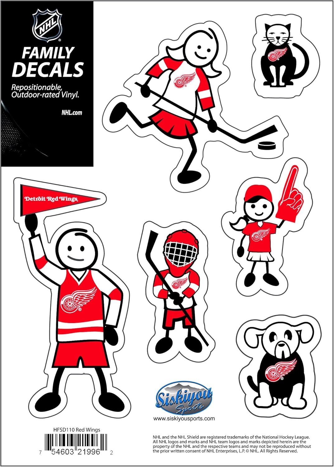 NHL Small Family Decal Set - Siskiyou Sports Team Stickers for Fans