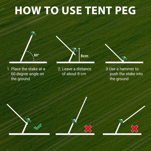 Eurmax USA Galvanized Tent Stakes - Heavy Duty Rust-Proof Steel Anchors for High Winds | 10-Pack with Ropes