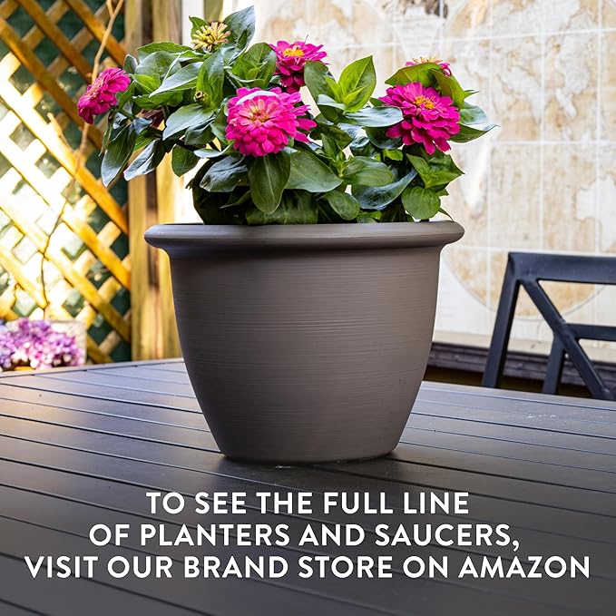 The HC Companies Sevilla Flower Planters - Outdoor & Indoor Planter - Round Self Watering Plant Pots for Herbs & More (16”, Sunset Terra Cotta, Pack of 2)